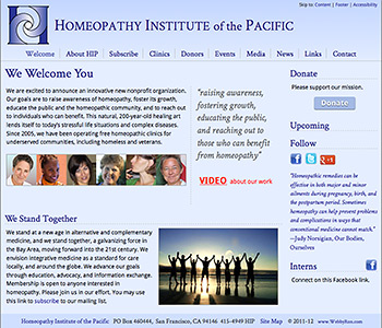 the welcome page of Homeopathy Institute of the Pacific website
