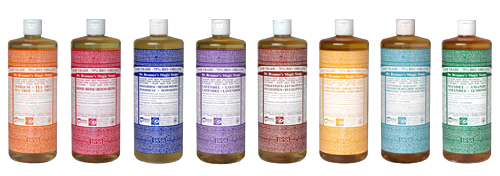 eight different choices of Br.Bronner's liquid soaps