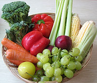 basket of fresh fruits and vegetables