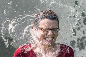 woman splashed with water