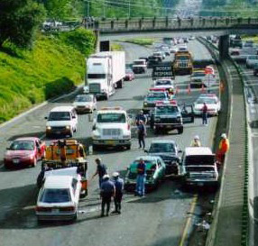 multi-car accident on highway