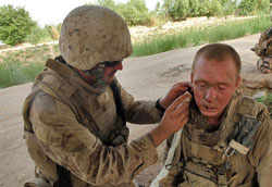 soldier with tears on face