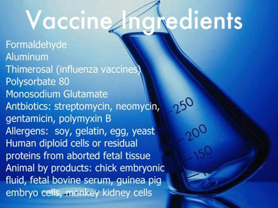 list of toxins in various vaccines given to newborns, children, seniors, and immune impaired